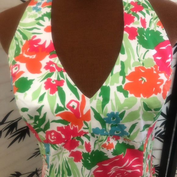 Chaps Summery Floral Halter Dress Size 12 Vintage Marilyn Monroe Halter Style - Picture 15 of 15
